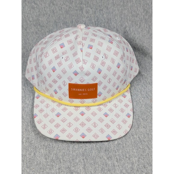 Swannies Golf Other - NEW Swannies Golf Rope Hat Snapback White Pattern Logo Cap Yellow Rope